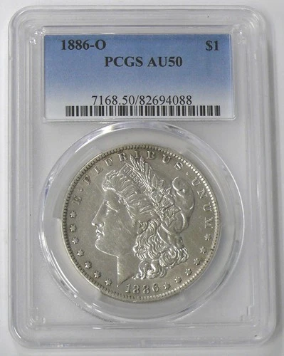 1886-0 AU-50 MORGAN SILVER DOLLAR - PCGS GRADED - SEE PICTURES