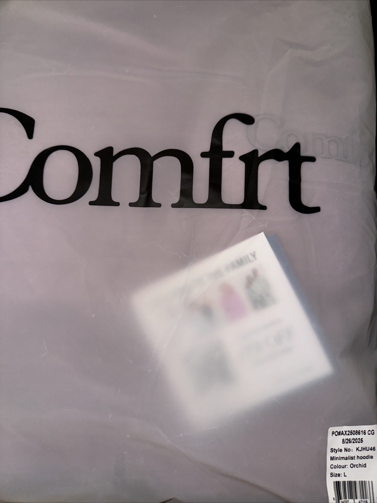 COMFRT Minimalist Hoodie in Orchid - Size Large