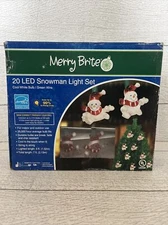 Merry Bright 20 LED Snowman String Light Set Glittery Clear Acrylic christmas