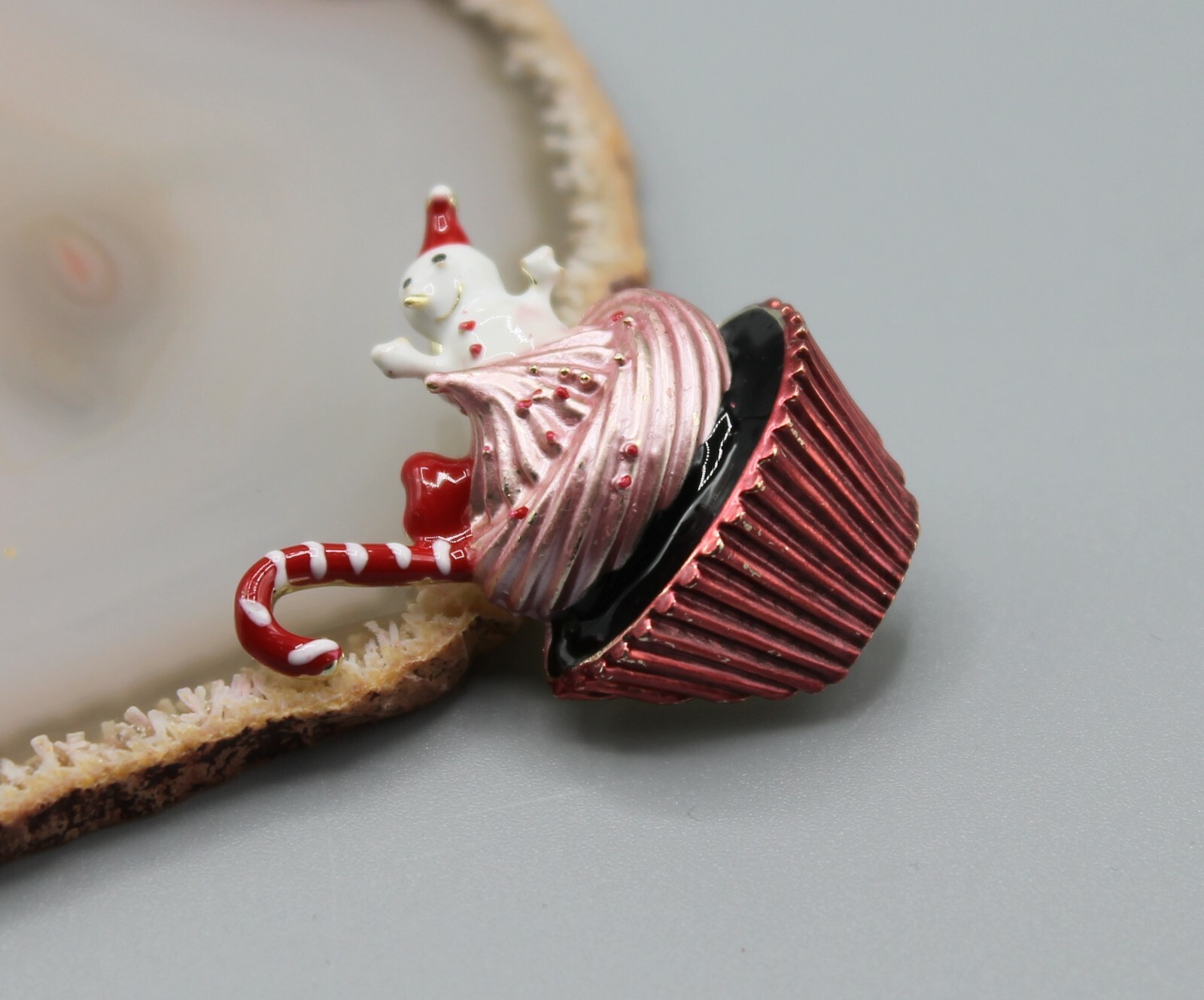 Cupcake Holidays Christmas pin brooch jewelry fashion snowman cute adorable-image