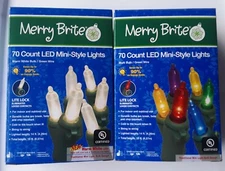 Merry Brite 70 Count LED WarmWhite or MultiColored MiniLights 2 Variations New