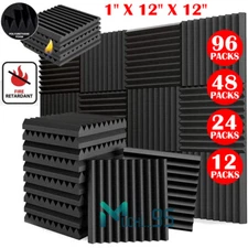 Acoustic Wall Panels Studio Sound Noise Proofing Insulation Foam 12''x12''x1''