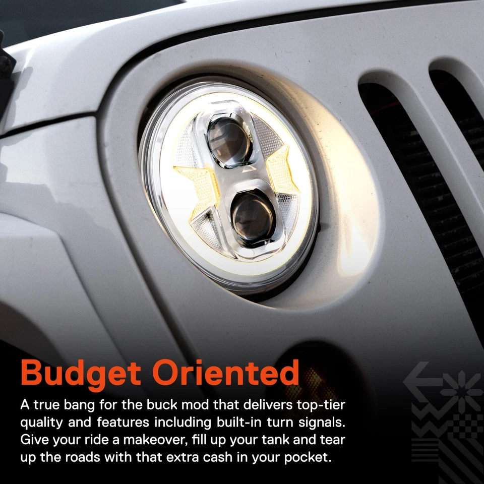 Faros LED H6024 7" para Jeep Wrangler JK JKU TJ LJ - PUNTO con señales de giro DRL Foto 4 de 4