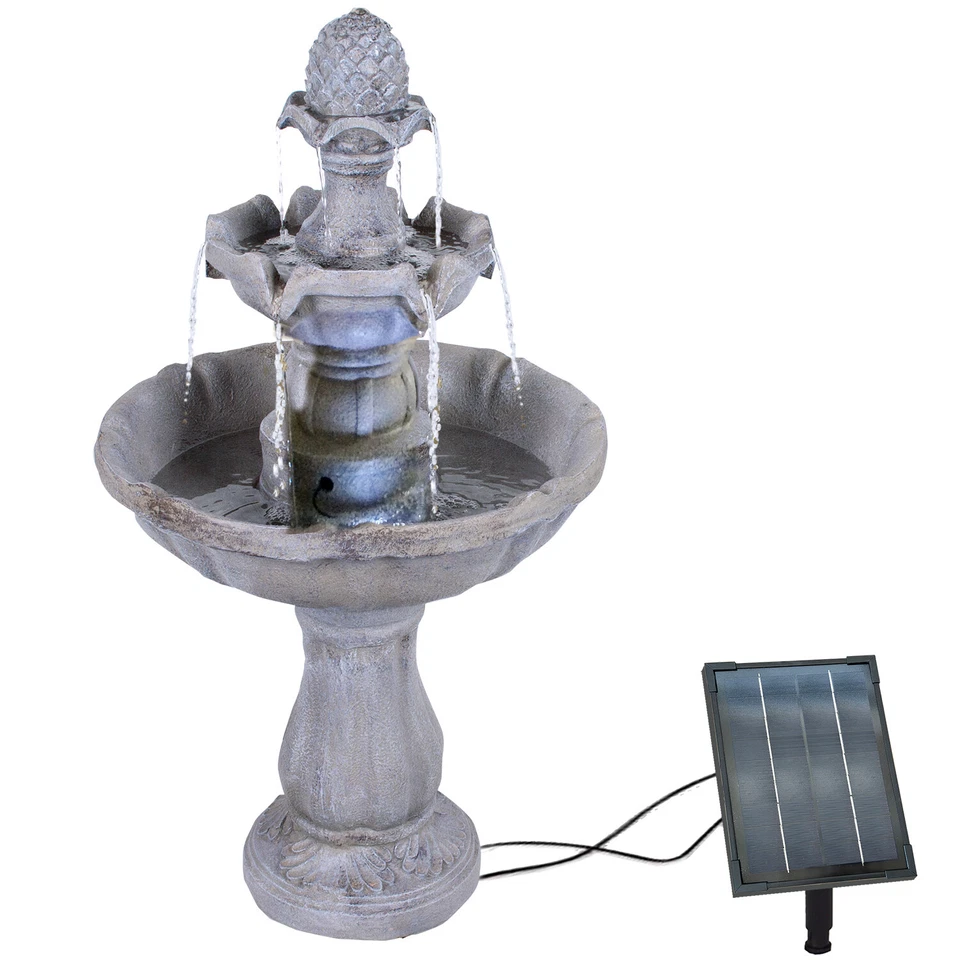 SOLAR SPRINGBRUNNEN ZIERBRUNNEN WASSERSPIEL GARTEN BRUNNEN KASKADE TEICHPUMPE - Bild 3 von 4