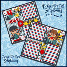 JULY 4TH Girl/Boy Premade Scrapbook Pages paper printed layout DBDS