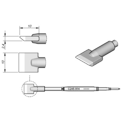 JBC Lötspitze Serie C245 Klingenform, C245914/10,0 mm, angewinkelt C245914