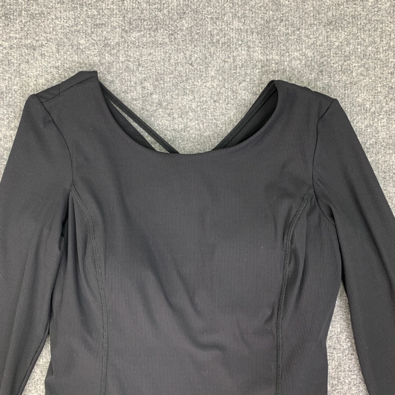 sweaty-betty ribbed strappy back long sleeve padded shirt