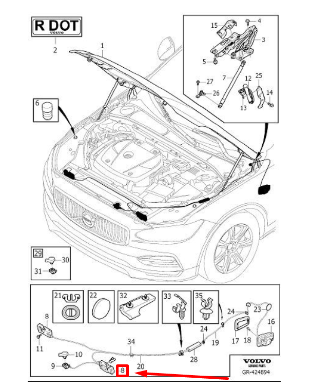 Volvo S90 Mk2 Left Side Hood Lock 32219545 Genuine for sale online 