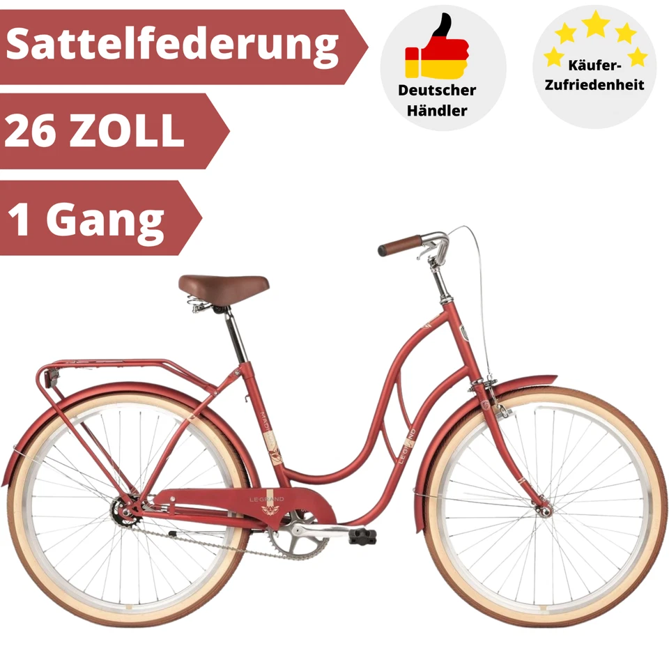 Fahrrad Damen 26 Zoll Damenrad KROSS Le Grand Madison Retro Rot CityBike Holland