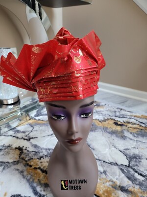 Red african gelee red   one size fits all . Ready to wear.