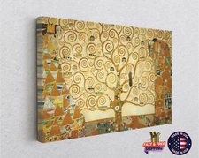 Gustav Klimt Tree Of Life Reproduction Color Splash Canvas Print Wall Art