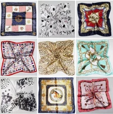 9pcs. Elegant Square Silk Feel Satin Scarf Small Vintage Head Neck Hair Tie Band