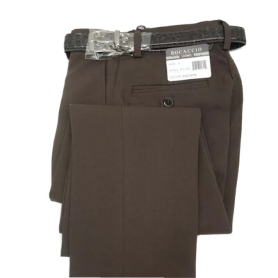 Bocaccio Uomo Boy's Brown Flat Front Dress Pants with a Brown Belt Sizes 4 - 20