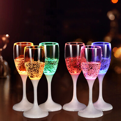 Set of 6 LED Wine Glass Champagne Glass Wedding Fun Party Atmosphere