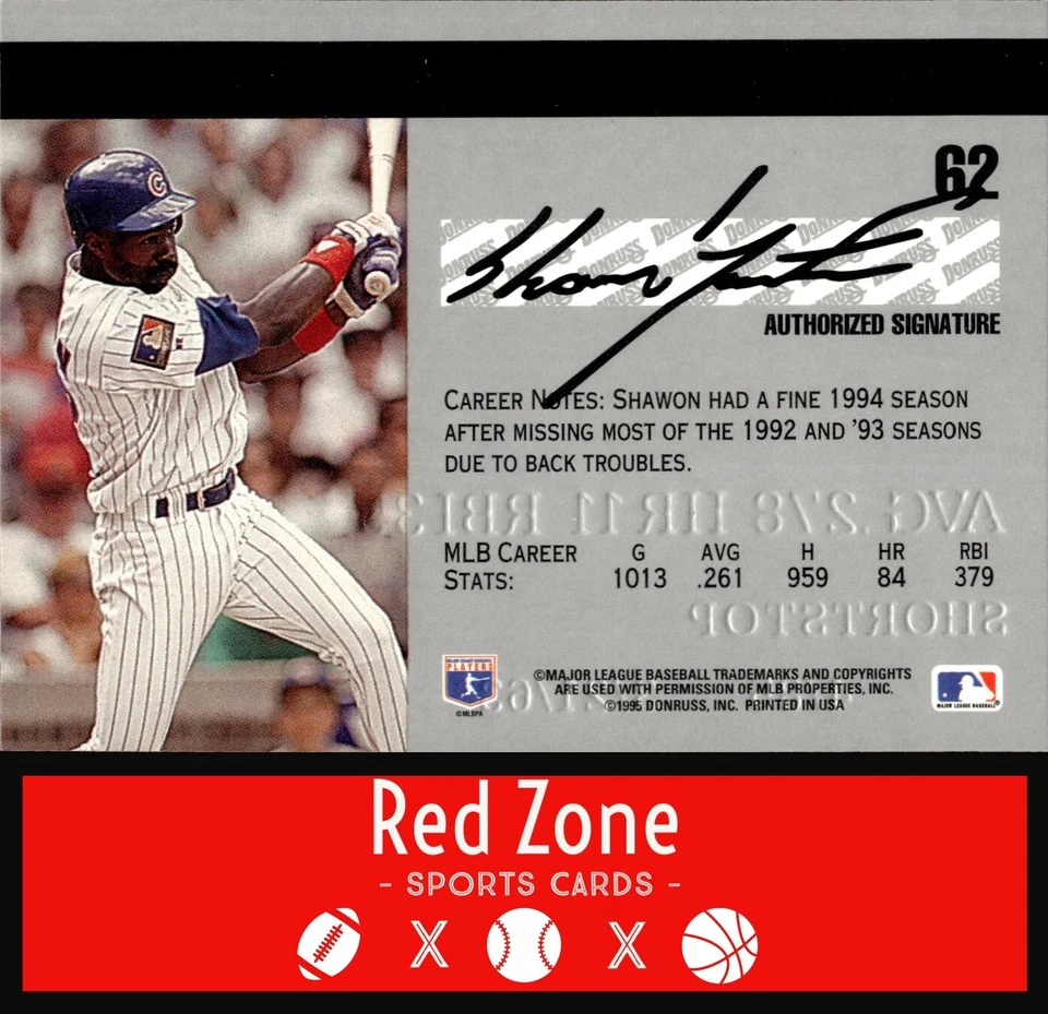 1995 Studio - #62 Shawon Dunston NM Set Break. - Image 2 of 2