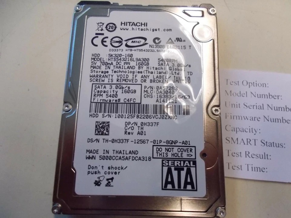 Hitachi Travelstar 5K320-160 Hard Drive 160 GB 6.35 cm (2.5") SATA #SU- 202 - Image 2 of 4