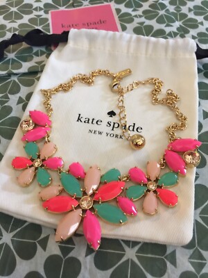 GREEN PINK STATEMENT Necklace Floral | eBay