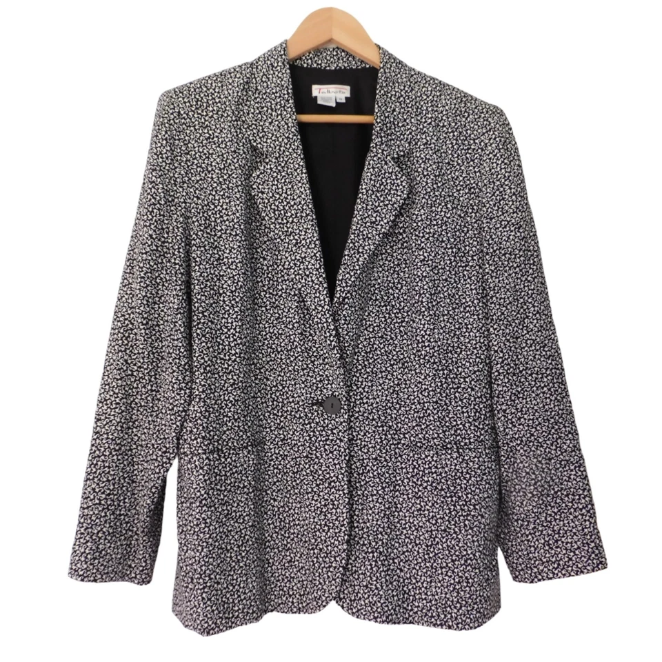 Falda Blazer Vintage Talbots Mujer 2 Piezas Negro Blanco Forrado Rayón Talla 4 Foto 2 de 4