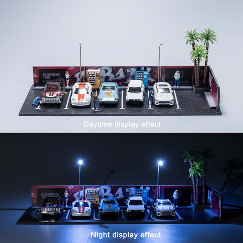 1/64 Diorama Open Air Car Parking Lot Model LED Lighting Car Garage Scene Model - Picture 7 of 16