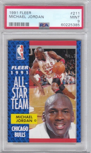 1991 Fleer Basketball Bulls Michael Jordan All-Star TM Card #211 PSA 9 MINT QTTY