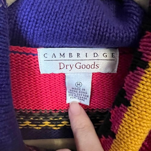 Cambridge Dry Goods Womens Sweater Sz Medium Pink Stripe Turtleneck Heavyweight - Picture 4 of 5