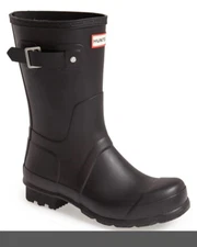 Hunter Men's Original Short Waterproof Rubber Rain Boots in Black Size 11