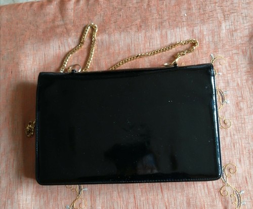 pochette di vernice nera e borsetta beige anni 50/60 in ottime condizioni |  eBay