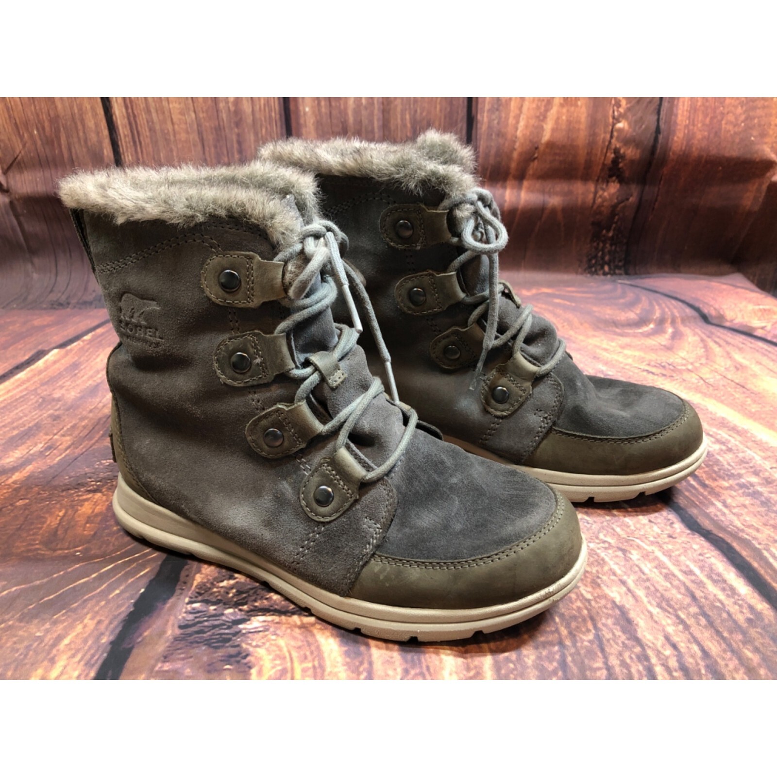 Sorel Explorer Joan Gray Shearling Winter Boots NL303… Gem