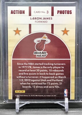 2012-13 Panini Hoops Action Photos #3 Lebron James 🔥Miami Heat LA Lakers