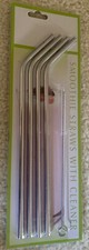 NEW Pack of 4 Stainless Steel Smoothie Straws plus Cleaning Brush