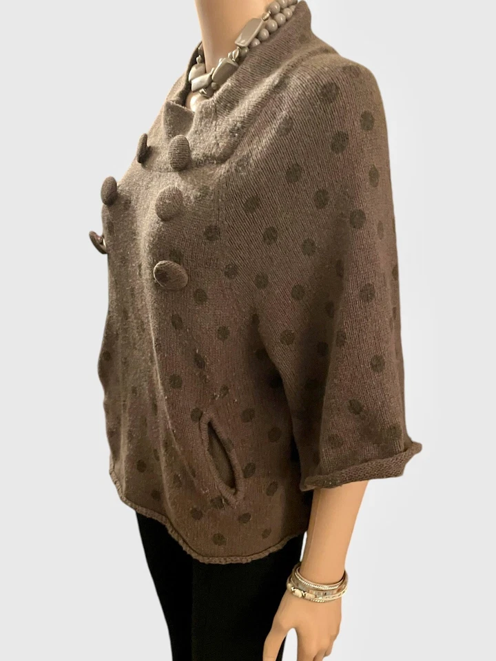 Blusa de lã vintage Laura Ashley bolsos botões bolinhas preppy grunge M - Imagem 2 de 4