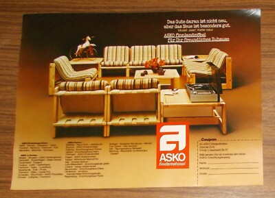 Seltene Werbung vintage ASKO finnlandmöbel SAARI Sofa 1973