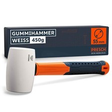 Presch Gummihammer Weiß 450g - Hartgummihammer mit Fiberglasstiel - ⌀=55mm