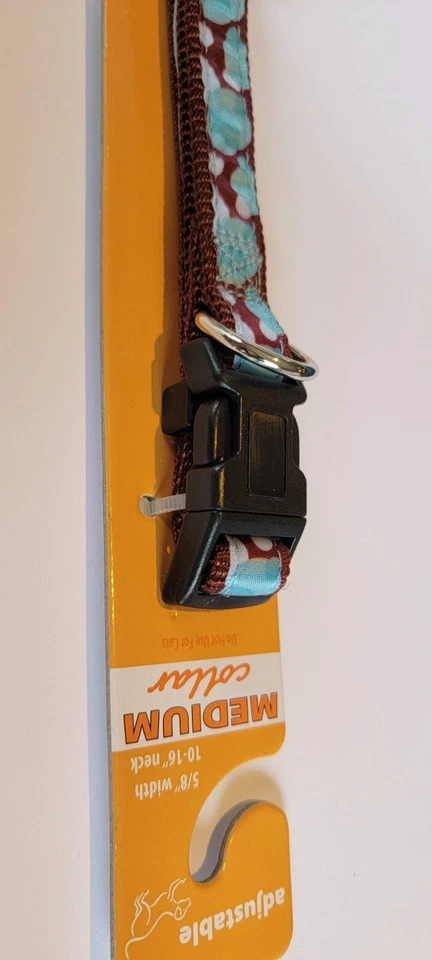 Medium Dog Collar 10"-16" Neck 5/8" Width Reflective Blue Heart-Like Dots Blob - Image 2 of 4