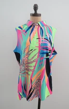 Sunday Swagger tank top Shirt XL NWT  jersey button v neck Colorful Neon Golf