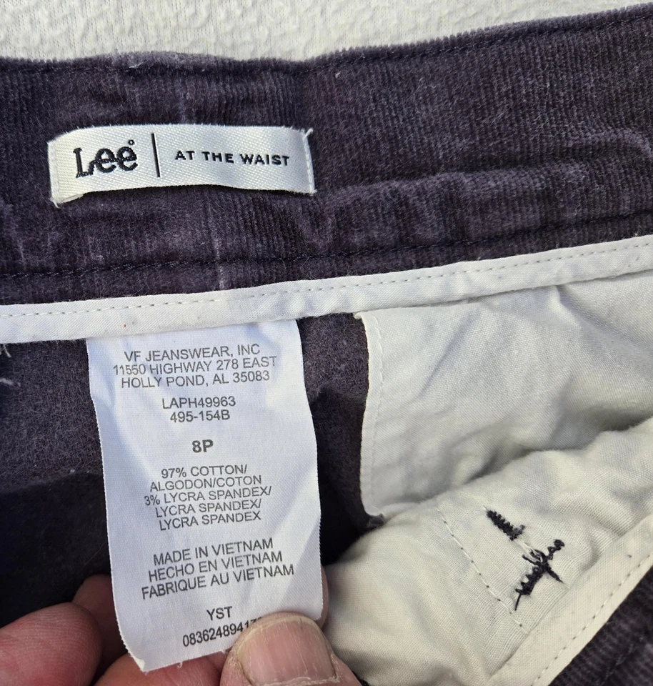 Pantalones Lee para mujer 8P Petite de pana carbón en la cintura elásticos pierna recta Foto 3 de 4