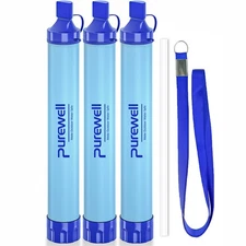 Purewell Outdoor Water Filter Personal Water Filtration Straw Emergency