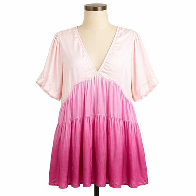 Free People Ombre Tiered Babydoll Tunic Size S Pink V Neck Romantic Coquette Y2K