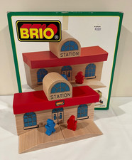 Vtg BRIO Wooden Railway Train Station Building 33678 Excellent Condition In Box
