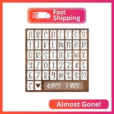 BAMIDELE 7 Inch Alphabet Letter Numbers Stencils, 42 Pcs Reusable Plastic Letter