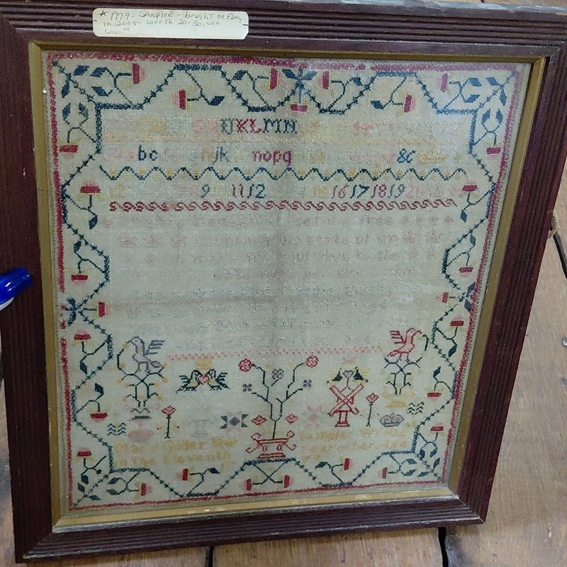 Antique English Needlework Sampler Framed 1779 