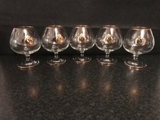 Set of 5 Large Napoleon Brandy Glasses with Gold Trim New