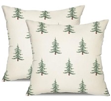 Christmas Pillow Covers 18x18 inch Set 18" x 18" Pack of 2 Light Green White