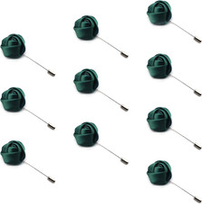 10Pcs Rose Boutonniere Lapel Pin for Men Green Flower Lapel Pin for Men Suits Ha