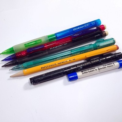 Vintage mechanical pencil lot Papermate Clickster Bic Great Erase Pentel rock