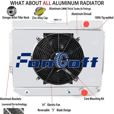3 CORE RADIATOR SHROUD FAN FIT 59-65 CHEVY IMPALA /BEL AIR /EL CAMINO CHEVELLE