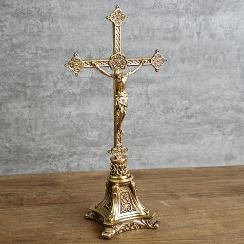 BC Catholic Metal Standing Crucifix, Jesus Christ Cross for Altar, Catholic W... - Picture 3 of 8