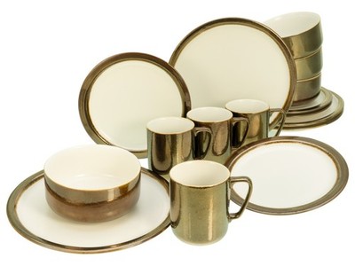 CreaTable Modern Industrial Weiss-gold Kombiservice 16-tlg Steinzeug