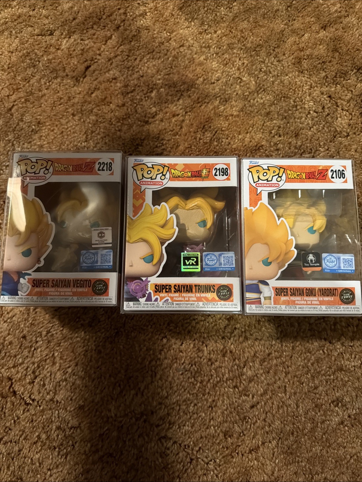 Super Saiyan Vegito, Trunks, And Goku Chase Funko Pop Bundle