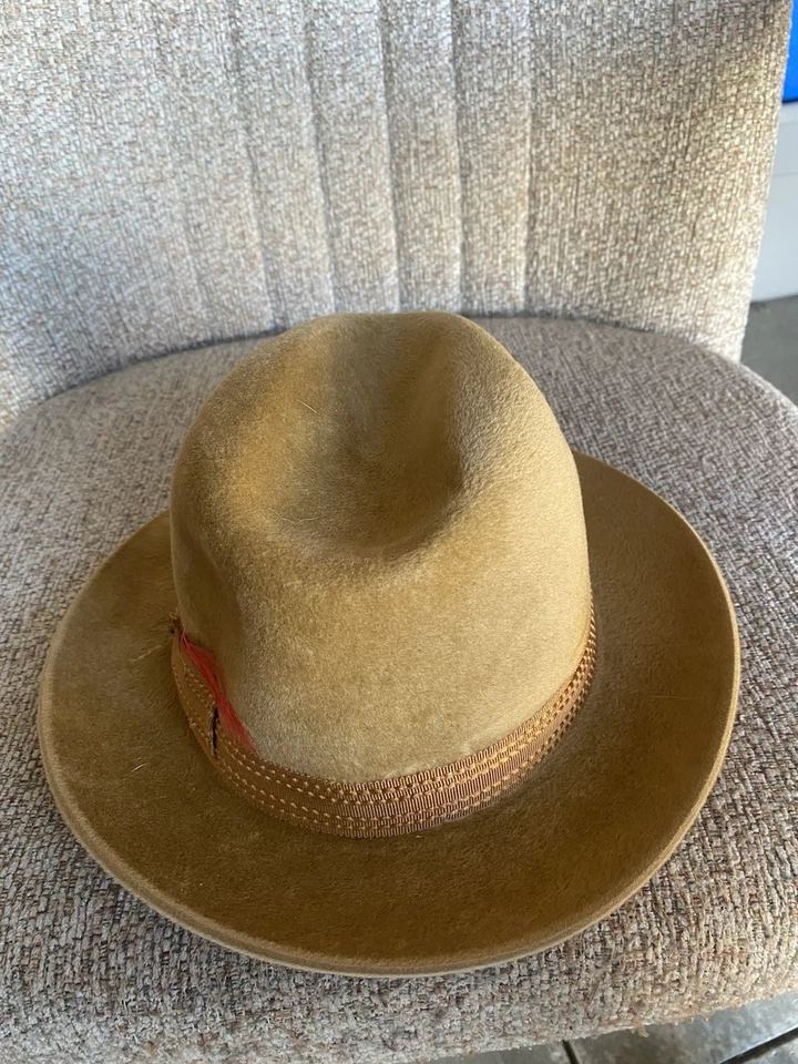 Sombrero Selentino King vintage para hombre tostado talla 6 7/8 4 55 Fedora 100 % terciopelo usado en excelente estado Foto 4 de 4